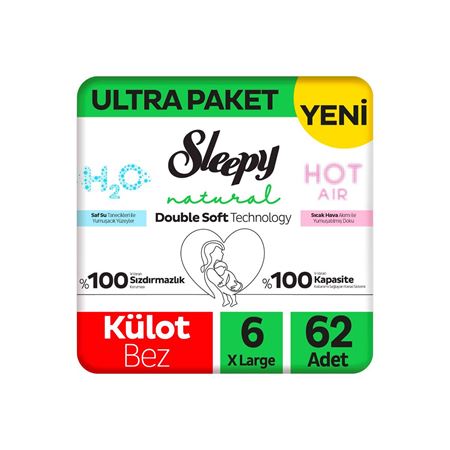 Sleepy Natural Double Soft Ultra Paket Külot Bez 6 Numara Xlarge 62 Adet