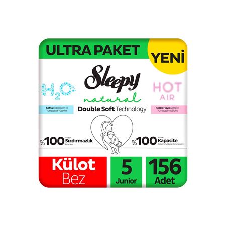 Sleepy Natural Double Soft Ultra Paket Külot Bez 5 Numara Junior 156 Adet