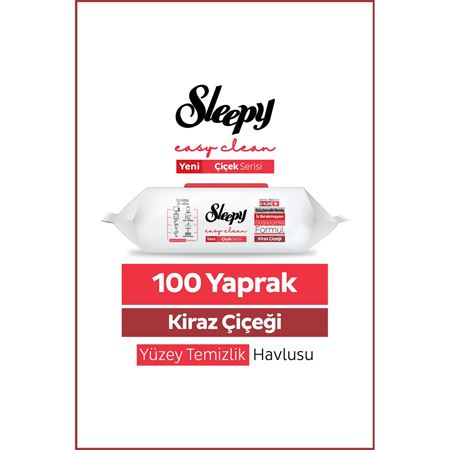 Sleepy Easy Clean Kiraz Çiçeği Yüzey Temizlik Havlusu Mendili 100 Yaprak