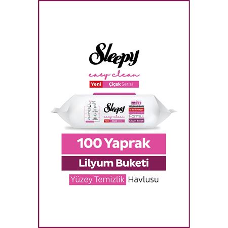 Sleepy Easy Clean Lilyum Buketi Yüzey Temizlik Havlusu Mendili 100 Yaprak
