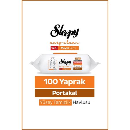 Sleepy Meyve Serisi Yüzey Temizlik Havlusu Mendili Portakal 100 Yaprak