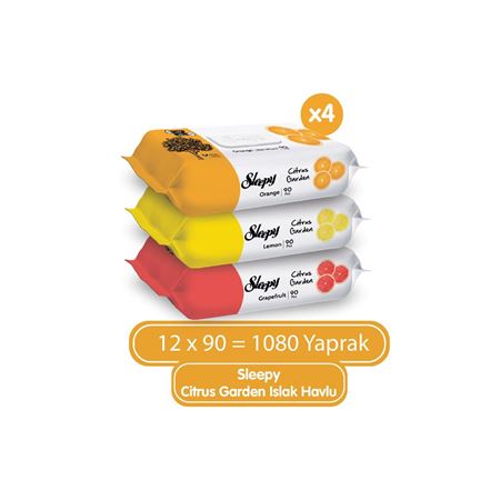 Sleepy Citrus Garden Islak Bebek Havlusu 12x90 (1080 Yaprak)