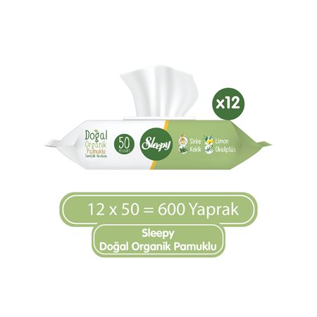 Sleepy Doğal Organik Pamuklu Temizlik Havlusu 12X50