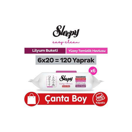 Sleepy Easy Clean Lilyum Buketi Yüzey Temizlik Havlusu Çanta Boy 6x20 (120 Yaprak)