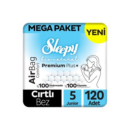 Sleepy Bio Natural Premium Plus Airbag Comfort Mega Paket Bebek Bezi 5 Numara Junior 120 Adet