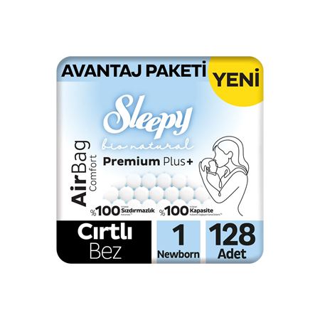 Sleepy Bio Natural Premium Plus Airbag Comfort Avantaj Paketi Bebek Bezi 1 Numara Newborn 128 Adet