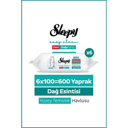 Sleepy Mountain Yüzey Temizlik Havlusu Mendili Dağ Esintisi 6x100 (600 Yaprak)