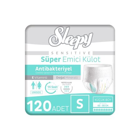 Sleepy Sensitive Antibakteriyel Emici Külot Small 30x4 120 Adet