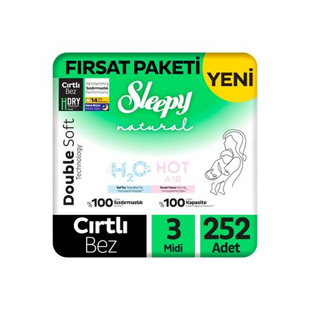 Sleepy Natural Double Soft Fırsat Paketi Bebek Bezi 3 Numara Midi 252 Adet