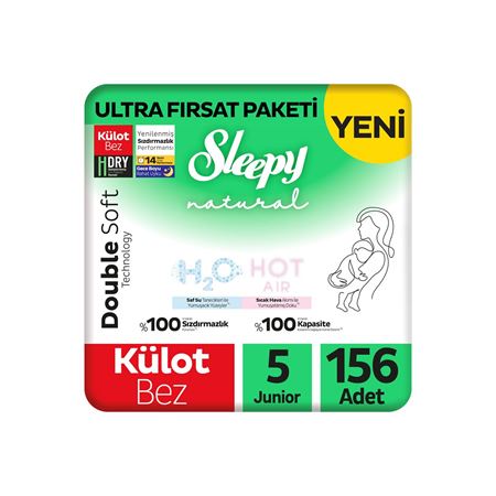 Sleepy Natural Double Soft Ultra Fırsat Paketi Külot Bez 5 Numara Junior 156 Adet