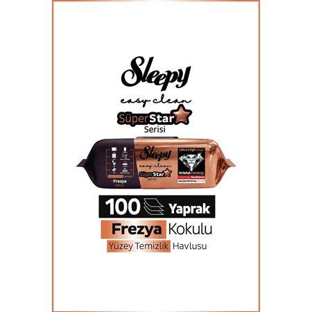 Sleepy Easy Clean SüperStar Yüzey Temizlik Havlusu Mendili Frezya 100 Yaprak