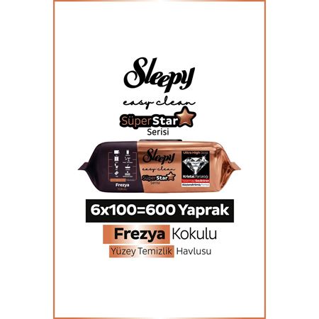 Sleepy Easy Clean SüperStar Yüzey Temizlik Havlusu Mendili Frezya 6x100 (600 Yaprak)