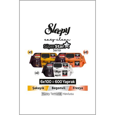 Sleepy Easy Clean SüperStar Yüzey Temizlik Havlusu Mendili Begonvil+Frezya+Şakayık 6x100(600 Yaprak)