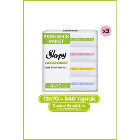 Sleepy Sensitive Islak Bebek Havlusu 12x70 (840 Yaprak)