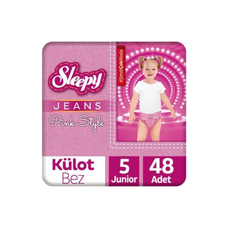 Sleepy Pink Jeans Külot Bez 5 Numara Junior 2'li Jumbo 48 Adet