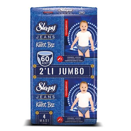 Sleepy Jeans KÜLOT Bez 4 Numara Maxi 2'Lİ JUMBO 60 Adet
