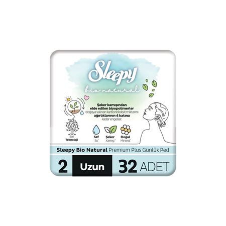Sleepy Bio Natural Premium Plus Günlük Ped Uzun 32 Adet Ped