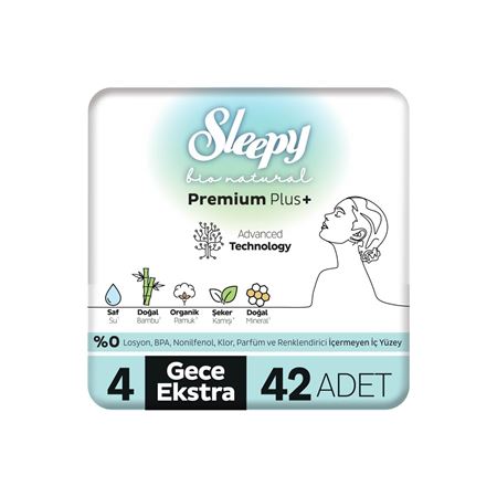 Sleepy Bio Natural Premium Plus Hijyenik Ped Süper Avantaj Paketi Gece Ekstra 42 Adet