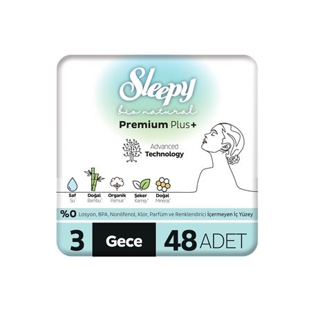 Sleepy Bio Natural Premium Plus Hijyenik Ped Süper Avantaj Paketi Gece 48 Adet