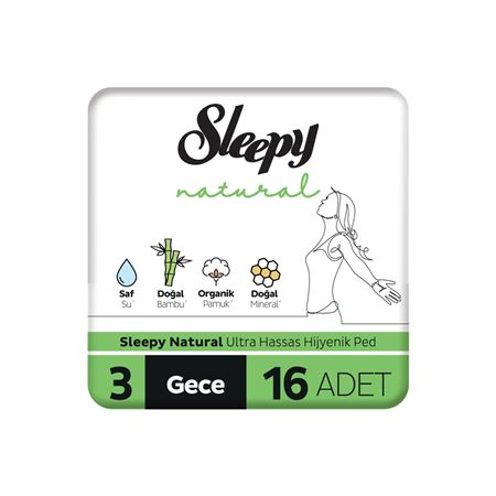 Sleepy Natural Ultra Hassas Hijyenik Ped Gece 16 Adet