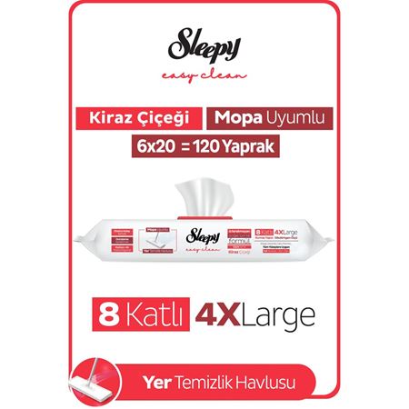 Sleepy Easy Clean Kiraz Çiçeği Mopa Uyumlu Yer Temizlik Havlusu&Mendili 6x20 (120 Yaprak)