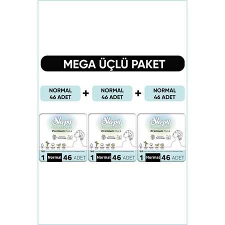 Sleepy Bio Natural Premium Plus Hijyenik Ped Mega Paket Normal 46x3 (138 Adet)